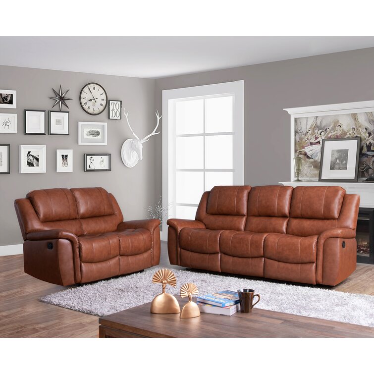 Darby Home Co Keziah Genuine Leather Reclining Living Room Set